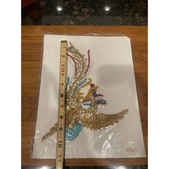 1 Sequin Embroidered Floral Bird Shaped appliqué - Picture 7 of 7